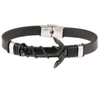 Akzent Lederband schwarz Armband mit Anker 21 cm Band verstellbar