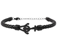 Akzent Lederband schwarz mit Anker Armband 21 cm