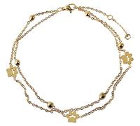 Akzent Nelyn Damen Fußkettchen Edelstahl Pfoten Kugeln doppelreihig 5110044 (goldfarbig)