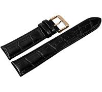 Akzent-Uhrenarmband Echt Leder Ersatz Stegbreite 20 bis 24 mm Dornschließe (Stegbreite: 22 mm, schwarz roségoldfarbig)