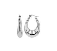 Akzent Wasserfeste Edelstahl Ohrringe Creolen Damen in Silber, 100% Wasserfest & Hautverträglich (Creole - 33,5 mm)