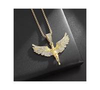 (AL20895-Gold) Hip Hop 5A+ Cz Stein gepflastert Bling Iced Out Engel Anhänger Halsketten für Männer