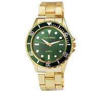 Alain Miller Herrenuhr-Edelstahl Armbanduhr Leuchtzeiger Analog Quarz 2800012 (goldfarbig/grün)