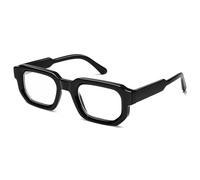 ALANTOP Retro Chunky Rectangle Sunglasses for Women & Men - Thick Frame Vintage Design, UV400 Protection - Perfect for Driving & Street Style, C11-klare Linse/schwarzer Rahmen