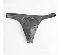 ALANZE Swim Tanga Bademode Herren Slips PU Bikini Badeanzug Strand Baden Badehose Für Gay Herren Bikini Tanga Höschen,B1161 Grau,XXL