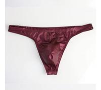 ALANZE Swim Tanga Bademode Herren Slips PU Bikini Badeanzug Strand Baden Badehose Für Gay Herren Bikini Tanga Höschen,B1161 Weinrot,XXL