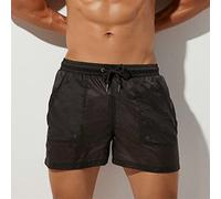 ALANZE Transparente Badebekleidung Badeshorts Herren Badehose Für Herren Badeanzug Surf Beach Short Slips,Schwarz,L