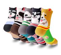 Alaoo 5 Paar Bunt Lustige Herren Baumwolle Socken, Mädchen Socken Kinder, Lustige Socken Damen Bunte Socken, Lustig Animals Cotton Socken, Motiv Karikatur Tier Welpe Geschenkideen, A