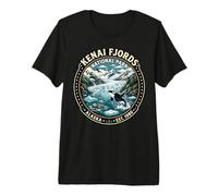 Alaska-Orca-Gletscher-Abzeichen im Stil des Kenai Fjords National Park Premium T-Shirt