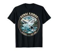 Alaska-Orca-Gletscher-Abzeichen im Stil des Kenai Fjords National Park T-Shirt