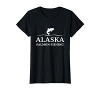 Alaska Salmon Fishing Adventure Angler Preisgünstiges Grafik-T-Shirt, Damen, Schwarz, XL