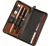 Alassio Schreibgeräteetui 2638 aus echtem Leder für 3 Stifte 17,5x8x2,5 cm Schwarz