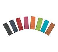 Alassio 2675 - Schreibgeräteetui Set mit 8 Stück, Etuis aus echtem Leder, farblich sortiert, Stifteetuis ca. 14 x 4,5 x 2 cm, Lederetuis für je 2 Stifte