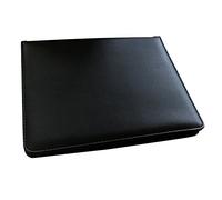 ALASSIO 30003 Ringbuchmappe A5 Benaco, Ringmappe 23 x 18 x 3 cm, Schwarz | Businessmappe aus schwarzem Lederimitat, Schreibmappe mit 4er Ringmechanik, 50 Blatt, Visitenkartenfach und Klarsichtfach