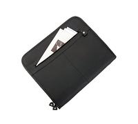ALASSIO 30042 Reißverschlussmappe A4 MILANO, Mappe 36 x 29 x 5 cm, Schwarz | Aktenmappe aus schwarzem Lederimitat, Tagungsmappe mit Rundum-Reißverschluss, 3 Stiftschlaufen, Blockfach & A4 Einschubfach