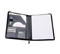 Alassio 30056 - Schreibmappe Catana, DIN A4, ca. 31,5 x 26 x 2 cm, schwarz, aus Lederimitat, mit Taschenrechner und Block A4