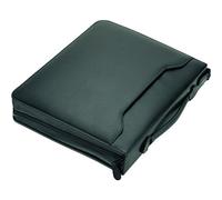 ALASSIO 30075 Leder Ringbuchmappe A4 Arezzo I, Mappe 36× 30× 6 cm, Schwarz | Konferenztasche aus schwarzem Leder, Ringbuchtasche mit Tragegriff, Reißverschluss, 4-Ring-Mechanik & Multi-Funktionsfach