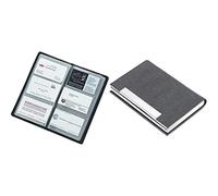 ALASSIO 41006 - Visitenkartenalbum aus FINEtouch-Lederimitat, 20 x 11,5 x 1,5 cm & AYCLIF Visitenkartenetui Professionelles PU-Leder Metall Namenskartenhalter Tasche Visitenkartenhalter, Grau