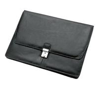ALASSIO 41021 Collegemappe A4 TISSANO, Ledermappe 28 x 39 x 2 cm, Schwarz | Dokumentenmappe aus schwarzem Nappa-Leder, Konferenzmappe abschließbar, Aktenmappe mit A4 Hauptfach, Ledermappe mit Schloss