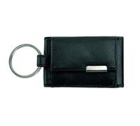 ALASSIO 42133 Leder Mini Geldbörse Quer, Börse 8,5 x 5 x 1 cm, Schwarz | Portemonnaie aus schwarzem Nappaleder, kompakte Münzbörse mit Metallemblem, Münzfach, Scheinfach & Metallschlüsselring