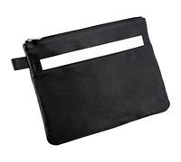 ALASSIO 42232 Bank-Utensilientasche, Ledertasche, 25 x 19 x 2 cm, Schwarz | Banktasche, schwarzes Leder, Transporttasche mit Reißverschlussfach & Vortasche für Büro- und Bankutensilien, Businesstasche