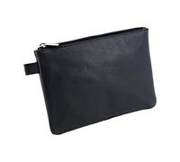 ALASSIO 42233 Bank-Utensilientasche, Ledertasche, 23 x 16 x 2 cm, Schwarz | Banktasche aus schwarzem Leder, Transporttasche mit Reißverschlussfach für Büro- und Bankutensilien, Multifunktionstasche
