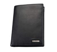 ALASSIO 42300 Kombi Geldbörse im Hochformat, aus echtem Leder, mit Alassio Metallemblem und innen mit Carbonoptik Münzbörse, 13 cm, Schwarz