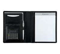 ALASSIO 43004-1 Schreibmappe A5 Bormio, Businessmappe mit integriertem Taschenrechner und Schreibblock, Konferenzmappe aus Lederimitat, Tagungsmappe mit Einschubfach, ca. 23 × 18 × 2 cm, schwarz