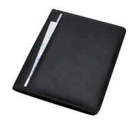 Alassio 43006-1 - Schreibmappe A4 CREMONA aus Nappaleder, Dokumentenmappe schwarz, Konferenzmappe ca. 32 x 25 x 2 cm, Mappe für A4 Dokumente, mit Taschenrechner, Block A4 und Einschubfächer