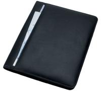 ALASSIO 43006 Schreibmappe A4 CREMONA, Businessmappe aus Nappaleder, Alltagsmappe mit DIN A4 Block, Ledermappe mit DIN A4 Einschubfächern, Dokumentenmappe schwarz, Mappe ca. 32 × 25 × 2 cm