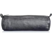 ALASSIO 43031 Schlamperrolle, Federtasche aus Leder, 21 x 6 x 6 cm, Schwarz | Rundes Stifteetui aus schwarzem Echtleder, Federmäppchen mit Reißverschluss, sicherer Begleiter für Schule, Studium und Beruf