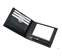 ALASSIO 43035 Notizblock-Etui GUBBIO, Leder, ca. 11 × 8 × 2 cm, Schwarz | Schreibmappe aus schwarzem Nappaleder, Lederetui mit Notizblock in DIN-A8-Format, 3 Einschubfächern & Metallkugelschreiber