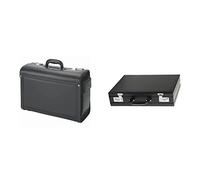 ALASSIO 45028 - Pilotenkoffer Genova, aus strapazierfähigem Lederimitat, ca. 46 x 35 x 20,5 cm, schwarz & 92300 - Attachékoffer Ponte, aus Lederimitat, ca. 44,5 x 33 x 10 cm, schwarz