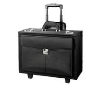 ALASSIO 45034 Pilotenkoffer Rocca II, Rollkoffer 40 x 46 x 25,5 cm, Schwarz | Handgepäck Businesskoffer aus schwarzer Mikrofaser, Pilotentrolley mit 2 Rollen, Aktentaschen-Trolley für Laptops bis 17''