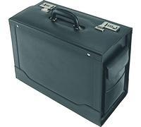Alassio Pilotenkoffer Ancona, Aktenkoffer aus echtem Leder, Handgepäck Dokumentenkoffer mit Hängeregister Koffer, 45 cm, 32 Liter, Schwarz