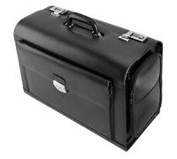 ALASSIO 45057 Pilotenkoffer Verona aus Leder, ca. 35 x 49 x 24 cm, Schwarz | Aktenkoffer aus schwarzem Leder mit Laptopfach, Businesskoffer mit 2 Zahlenschlössern, Hängeregister & Fächervortasche