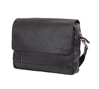 Alassio Schultertasche ORO – Leder, Laptoptasche für 14 Zoll, gepolstertes Fach, Reißverschluss, schwarz