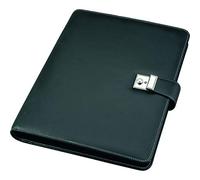 ALASSIO 31513-2 Dokumentenmappe A4 mit 4 Ring-Mechanik und 15 Dokumentenhüllen, Mappe aus Nappaleder, Aktenmappe schwarz, Ledermappe ca. 36 × 28 × 4,5 cm