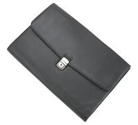 Alassio Aktentasche 41016, Udine, schwarz, mit Schnappverschluss, Echt Leder