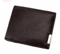 Alassio Geldbörse mit Metallemblem Querformat 10x8cm Leder schwarz