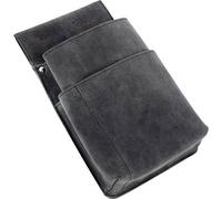 ALASSIO 42197 Leder Gürteltasche für Kellnerbörsen, 22 x 14 x 4 cm, Grau | Halfter aus echtem grauem Hunter-Leder mit Hauptfach und 2 Zusatzfächern für Stifte & Block, Ledertasche mit Gürtelschlaufe