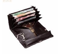 Alassio Kellnerbörse 18,5x9,5cm Leder mit Metallkette schwarz