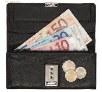 ALASSIO 42064 Kellnerbörse aus feinstem Nappaleder, schwarz, ca. 18,5 x 9,5 cm