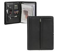 Alassio Konferenzmappe A4 Leder Ringbuchmappe Orgamappe Verkaufsmappe Ledermappe - schwarz 30062