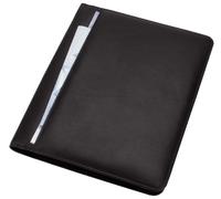 ALASSIO 43006 Schreibmappe A4 CREMONA, Businessmappe aus Nappaleder, Alltagsmappe mit DIN A4 Block, Ledermappe mit DIN A4 Einschubfächern, Dokumentenmappe schwarz, Mappe ca. 32 × 25 × 2 cm