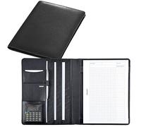 Alassio Schreibmappe 43006-1, Cremona I, A4, schwarz, Echt Leder, mit Taschenrechner