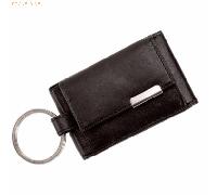 Alassio Mini-Börse mit Metallemblem 8,5x5cm Leder schwarz