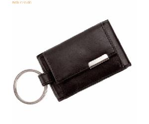 Alassio Mini-Börse mit Metallemblem 8,5x5cm Leder schwarz