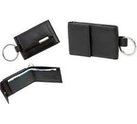 Alassio Mini-Geldbörse mit Metallemblem, Nappaleder, schwarz kleines Münzfach, Scheinfach, mit Metallschlüsselring, - 1 Stück (42133)