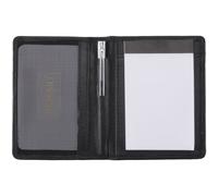 Alassio Notizblock-Etui MONZA Notizbuch aus echt Leder schwarz, 7,5 cm x 11 cm, Netzfach für Visitenkarten, Notizblock, Kugelschreiber